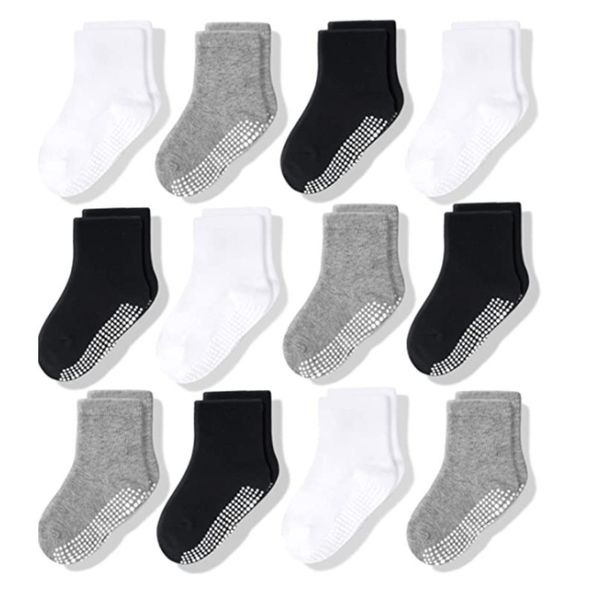 Chaussettes enfants antidérapantes pour tout-petits 12 paires avec poignée pour garçons filles bébés bébés anti-dérapants coton Crew 1 7 ans LP221203