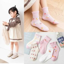 Chaussettes pour enfants Pinkberry Childrens Chaussettes Girls Spring and Summer Fin Princess chaussettes Girls Mesh Coton chaussettes 5 Pairs / Lot Y240504
