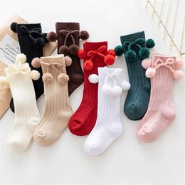 Kinder sokken pompom sokken herfst en winter kinderen gebreide sokken voor beenwarmte babymeisjes en jongens accessoiressl2405