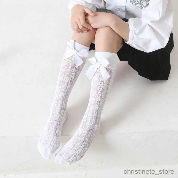 Calcetines para niños Princesa bebés niñas lindo bowknot calcetines largos amor Malla torcida sobre la rodilla calcetines altos Retro infantil niños medias R231125