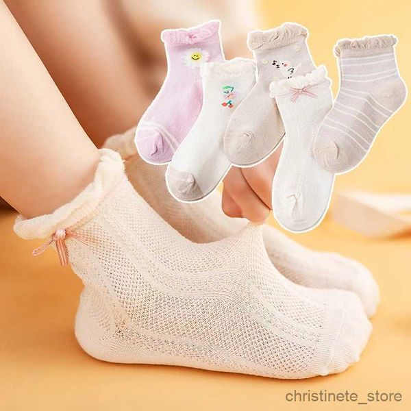 Calcetines para niños Princesa Niñas niños verano fino transpirable Malla hueca encaje calcetines de pájaros multicolor lindo Arco de dibujos animados infantil bebé niño calcetín