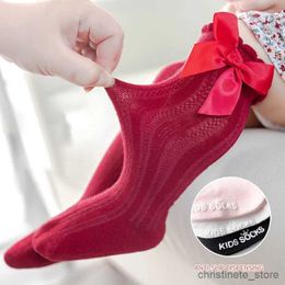 Kindersokken Sokken Strik Lente Herfst Pasgeboren Baby Meisjes Kinderen Voor Kerstmis Winter Antislip Badstof Katoen Sokken Prinses Kniehoge Lange Sokken R231125