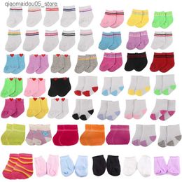 Kinder sokken solide kleur gebreide poppensokken voor 43 cm baby pasgeborenen en 18 inch American OG Girl Doll Toys Q240413
