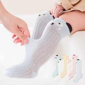 Chaussettes pour enfants printemps et été enfants bébés filles garçons respirants genoue hautes chaussettes en maille coton vêtements pour enfants caricatures pour enfants d240513