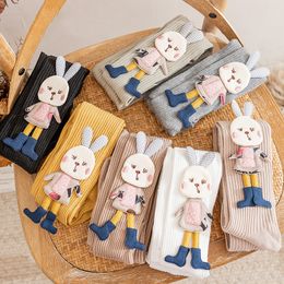 Chaussettes pour enfants printemps automne collants pour 27 ans filles coton tricoté collants pour enfants dessin animé lapin serré 230203