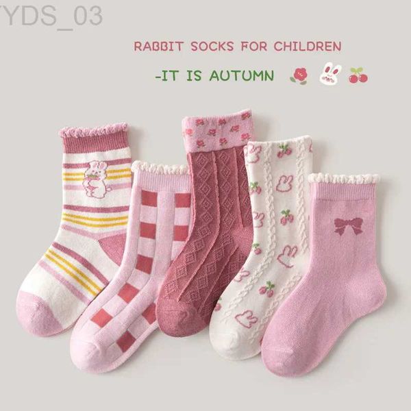 Chaussettes pour enfants Printemps enfants chaussettes fille chaussettes beau motif de dessin animé bébé haut de gamme chaussettes en coton enfants 1-12 ans chaussette Tube moyen YQ240314