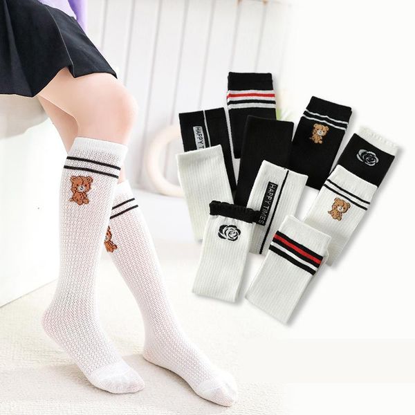 Enfants chaussettes printemps école fille genou sport garçons et filles bébé rayure étudiant bas Pile collants pour 230626