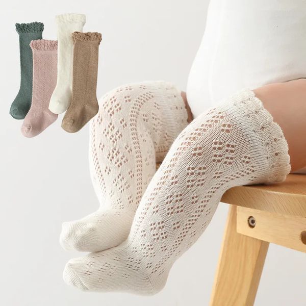 Chaussettes pour enfants printemps été bébé creux filles garçon jambière genou haut long Sox infantile coton tuyau enfants princesse Sokken 231007