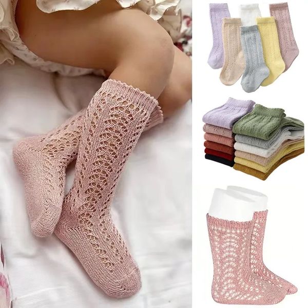 Chaussettes d'été pour enfants, chaussettes d'été pour bébés filles et garçons, maille haute, fine et longue ajourée, chaussettes de sol en coton doux pour 05 ans 231007