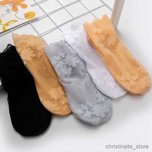 Calcetines para niños Verano Mujeres Calcetines de encaje Sexy Antideslizante Antideslizante Invisible Liner Calcetín Femenino Elástico Cómodo Delgado Transpirable Tobillo Corto Calcetines negros R231204