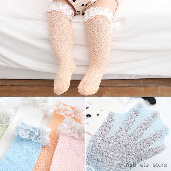 Calcetines para niños Niños blancos y niñas Calcetines hasta la rodilla de malla de verano Calcetines finos de encaje para niños Calcetín de princesa de tubo largo Poliéster Bebé Cosas para niños pequeños R231125