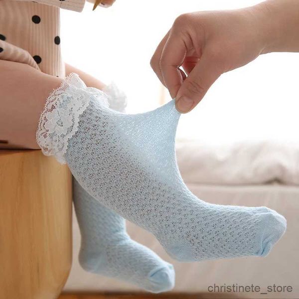 Calcetines para niños niños y niñas blancos de malla de verano calcetines altos calcetines delgados niños princesa de tubos largos calcetines poliéster bebé