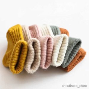 Chaussettes pour enfants hiver coton épaissir chaussettes pour enfants bébé enfants chaussettes tube chaud enfant en bas âge garçons filles chaussettes à rayures solides bébé pas cher trucs R231204