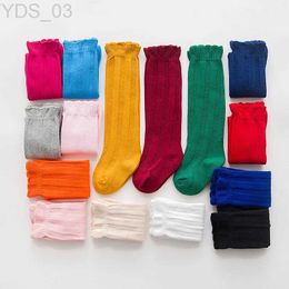 Chaussettes enfants YWHUANSEN 1 paire printemps automne hiver coton dentelle Double aiguille enfants respirant chaussettes solide bébé filles genou chaussettes école YQ240314