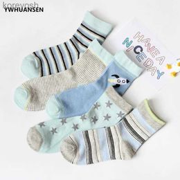 Chaussettes enfants YWHUANSEN 5 paire/lot 1-12 ans coton doux garçons filles motif de dessin animé mignon enfants pour bébé garçon fille enfants L231114