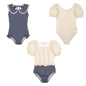 Kids Solid Swimwear Sets 2024 Zomermerk Babymeisjes Swimpakken One Pieces Holiday Outwear Toddler Children Seaside Swim Bikini L2405