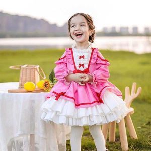 Enfants Espagnol Lolita Rose Robes pour Bébés Filles Boutique Vêtements Fille Espagne Robes De Bal Enfants Anniversaire Année Fête Vêtements 210615