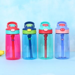 Bouteille de paille de Sport pour enfants 480ML, tasse Portable scellée en plastique avec paille, bouteilles d'eau de Camping pour Sport d'été