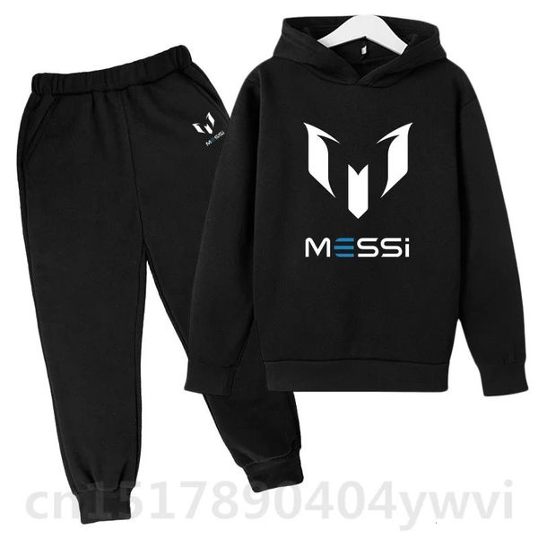 Enfants Printemps Automne Casual Survêtements Garçons Filles Football Idol NO.10 Fans d'impression 2pcs HoodiePants Kits Enfants Tenues Vêtements S 231228