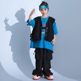 Kids Street Dance Clothing Black Vest Outzee T -shirt Tops Cargo Hip Hop Pants Shorts For Girl Boy Jazz Dance Costumes Kleding