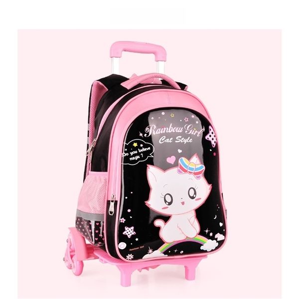 enfants sac d'école étudiant sur roues enfants école roulant sacs à dos enfant sac à bandoulière étanche pour l'école des filles sacs Trolley LJ201225