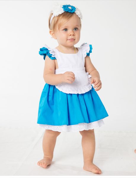 Robes de princesse d'été 100% coton pour enfants, 1-6T, jupes cosplay pour bébé fille, robes Alice Cendrillon, jupe à nœud blanc et bleu + bandeau = 2 pièces/ensemble