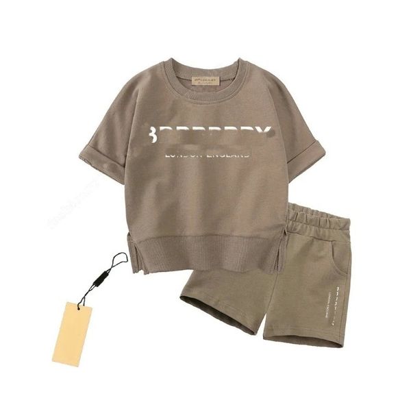 Kids Summer Costumes Baby Boys Grils Vêtements Purple Green Brown Sport Ensembles Corgus courts Short Coton White Coton T-shirt Pantal