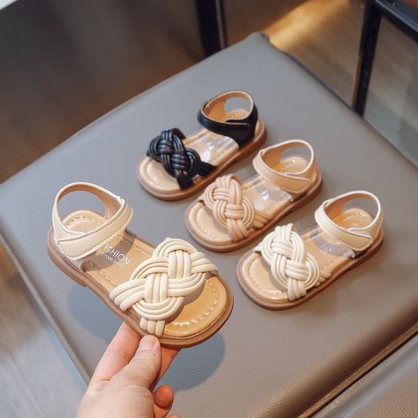 Kids Summer Toddler Flats Little Girls Fashion Beach Sandals Princess Robe Party Weave Soft Sole Baby Toddler Shoes 240418