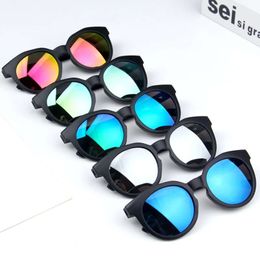Kinderzonnebril kleurrijke reflecterende spiegel Hot Sale Boys Girls Children Classic Retro schattige zonnebrillen Round Eyewear UV400 L2405