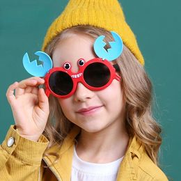 Kinderzonnebrillen meisjes jongens tekenfilms krab opklappen zonnebril grappige kindertinten Unbreakable Soft Frame 240419