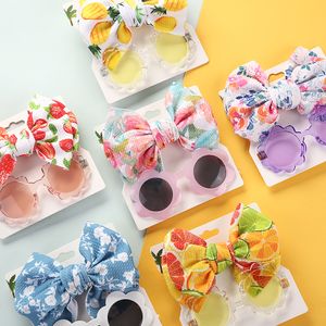 Kinderzonnebril Haarbandset voor Baby Meisjes Jongens Zomer Strand Zonbescherming Accessoires Hoofdbanden Hoofddeksels Fotografie Props