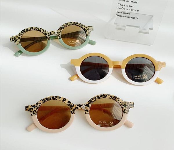 Lunettes de soleil pour enfants imprimé léopard lunettes de soleil filles cadre rond lunettes de soleil bébé protection solaire visière lunettes de mode B79405164020