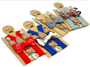 Kinderen Suspenders Bowtie Set Boys verstelbare Suspender Sets Bloemmeisjes Yback Brace Belt Elastic Y Achterbeugels Clips 15 kleuren YW36216703