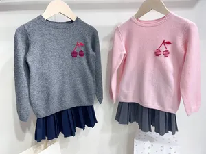 kindertrui meisjes gebreide kleding herfst winter warm houden kersen bedrukte trui schattig sweatshirt