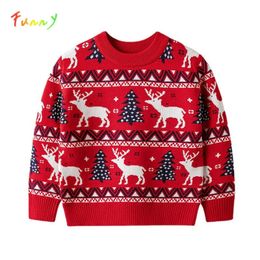 Maglione maglione per bambini kintted natalizio per ragazza da ragazzo cartone animato panoratura calda per bambini vestiti per ragazze da 2 a 7 anni 231226