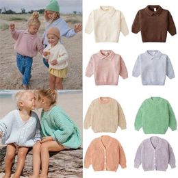 Enfants Sweater SS Brand Winter Baby Girl Coating Boys Garçons Girls Filles Candy Couleur Coton Coton Tops Soft Cardigan 211201