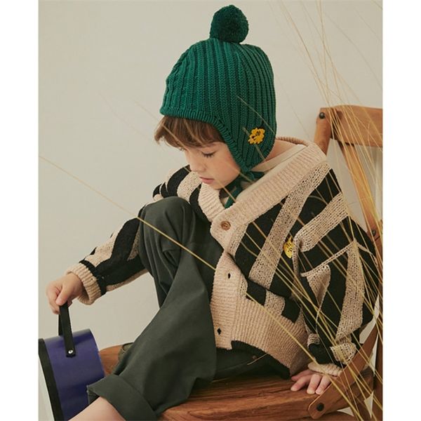 Enfants Chandails D'hiver Marque Coréenne Garçons Manteau Filles Tricot Imprimer Pull Bébé Toddler Enfants Coton Mode Toddler Vêtements LJ201203