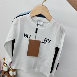 Sudaderas para niños 2024, nuevas letras tridimensionales, 100% algodón, camisetas de manga larga con cuello redondo para bebés y niñas, ropa para primavera y otoño