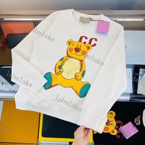 Sudaderas para niños Niños Niñas Sudaderas con capucha Suelta Moda Carta Ola Impreso Streetwear Pullover Tops Niños Sudadera casual Ropa de bebé blanco negro Oso letra