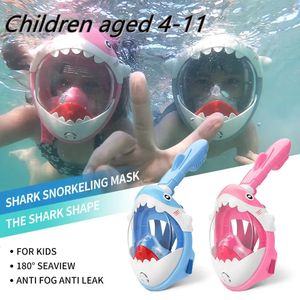 Kinderen Zwemuitrusting Snokeling Support Supprot Goggles Full Face Diving Mask Swim and Snorkel 4 ~ 11 jaar Childrens Masks 240410