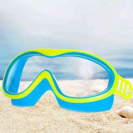 Kinderen zwemmen met Goggle met grote versie Design UV-bescherming Niet-lek Anti-Mist Comfortabel om Draagbaar te dragen voor Zomer Sal99 G220422