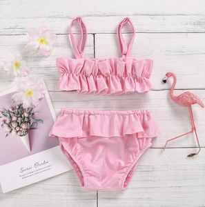 Kinderen zwemkleding babymeisjes uit één stuk bikinilid badpak roze zwarte kleding badpakken