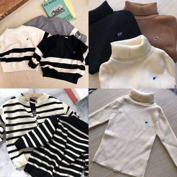 Suéteres para niños Niños bordado de cocodrilo Niños pequeños Diseñador Jersey Ropa Niñas Jóvenes Calle Tops casuales Punto Cardigan Tops Negro Blanco Ropa para niños