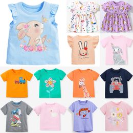 Camisetas para niños Girls Biños Mangas cortas Camisetas Niños casuales Animales de dibujos animados Flores Camas impresas camisas para bebés Infrentes para niños pequeños Tops de verano