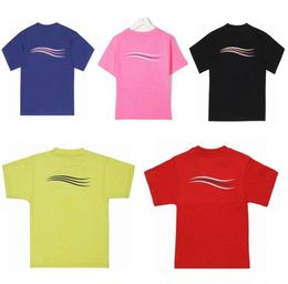 Enfants T-shirts Lettre D'été Imprimé Tops T-shirts Garçons Filles T-shirts Bébé Vêtements Avec Vague Rayé Chidlren Unisexe 8 Couleurs Confortable Casual Vêtements De Sport