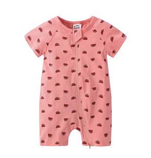 Enfants contes marque 2020 enfants vêtements motif de fruits bébé combinaison à manches courtes infantile barboteuse bébé garçon fille Zip dors G1221