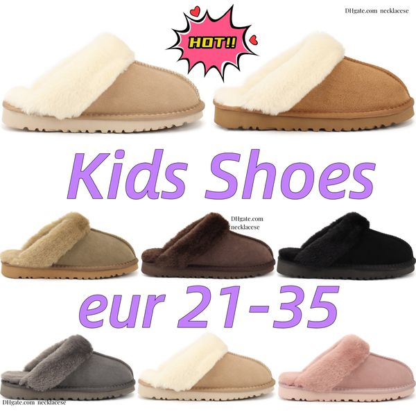 Zapatillas Australie para niños Tazz Toboganes de piel de castaño para bebés pequeños Botas para niños y niñas Niños Jóvenes Australia Shearling Classic Ultra Mini Boot Mulas de invierno Zapatos sin cordones