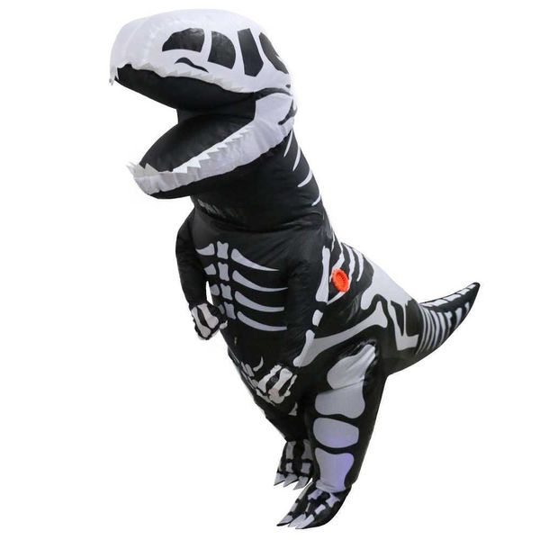 Enfants Teans Squelette géant Costume de dinosaure gonflable T-Rex Blow Up Fancy Dress Q0910