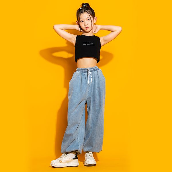 Kids Teen Hip Hop Dancing Clothing Tank Crops Crops Gest Pantalon Bands Bangs pour filles Boys Jazz Dance Costumes Streetwear Vêtements