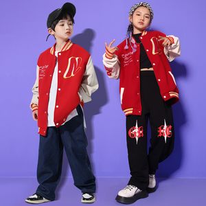 Kinderen Tiener Show Outfit Hip Hop Clothing Baseball Jacket Streetwear Baggy Pants For Girl Boy Jazz Dance Costume Concertkleding